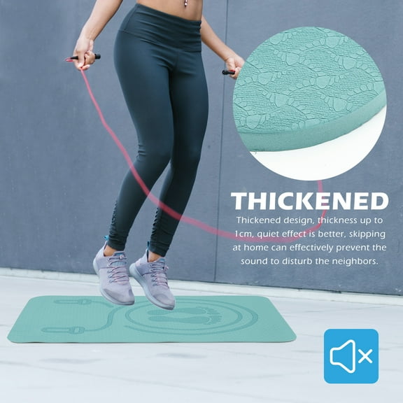 Amosfun TPE Green Skipping Mat Non Slip Exercise Mat 1Pcs