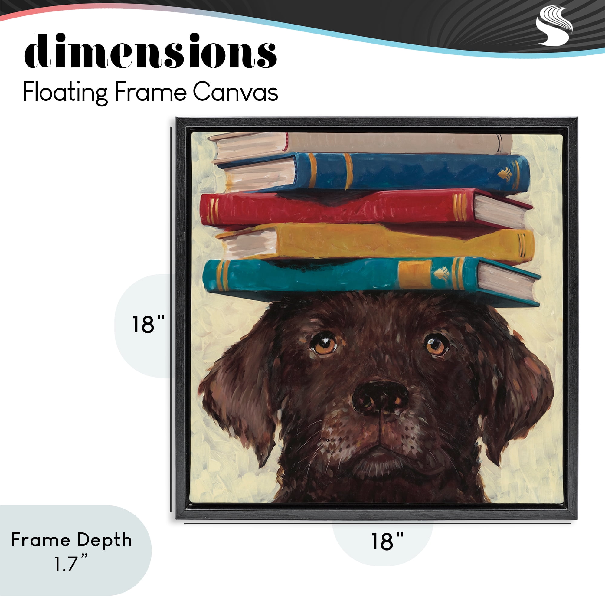 Stupell Industries Studious Abby Dog Black Framed Floater Canvas Wall Art, design by Studio Bautista