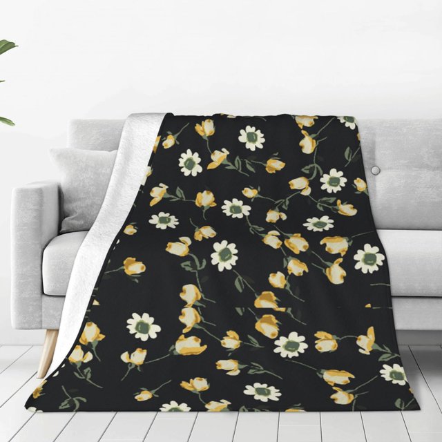 Balery Daisy Manta de Felpa Suave y Acogedora – Cobija de Franela Aterciopelada para Cama, Lavable y Cálida para Sofá, Mascotas, Transpirable-50"x40"