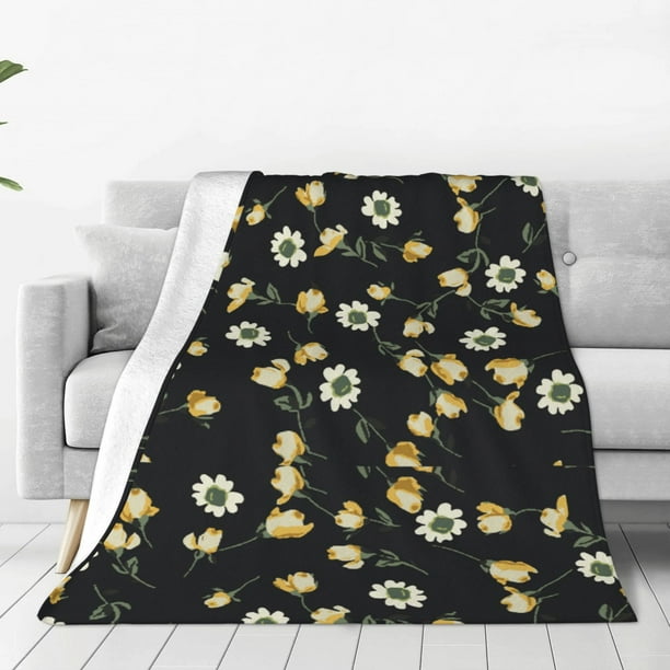 Balery Daisy Manta de Felpa Suave y Acogedora – Cobija de Franela Aterciopelada para Cama, Lavable y Cálida para Sofá, Mascotas, Transpirable-50"x40"