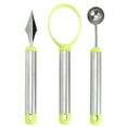 thumbnail image 3 of 3 Pcs Pelleteuse Multifonction Melon, Pelle Melon D\'eau, pour Maison Ensemble 3 Pcs Vert+argent, 3 of 8