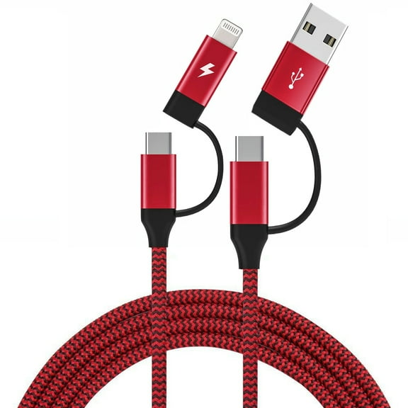 4-in-1 USB-C Cable for Samsung Galaxy Z Fold5/Flip5 Phones - Fast Charger Power Cord [Type-C, iPhone, USB-A] Wire USB J7W Compatible With Galaxy Z Fold5/Flip5