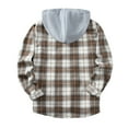 thumbnail image 4 of Fewfanhot Shirts for Men Plaid Shirts Long Sleeve Flannel Jacket Button-Down Shirt Jacket with Hood, 4 of 9