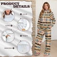 thumbnail image 7 of SCRAWLGOD American Tribal Print Beige Women's 2-Piece Lounge Set Travel Outfits Long Sleeve Turtleneck Pullover Top & Wide-Leg Pants Tracksuits for running, yoga, S, 7 of 7