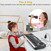 Wallfire 61 Key Keyboard Piano,Digital Music Electronic Keyboard Electric Piano Musical Instrument Kids Learning Keyboard with Microphone For Beginners Kids Girls Boys,Black