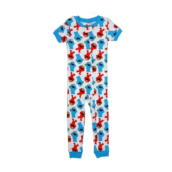 Sesame Street Characters Toddler Short-Sleeved Footless Cotton Pajama Sleeper, Size 3T