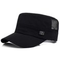 thumbnail image 1 of Men Solid Snapback Mesh Trucker Vintage Flat Peak Baseball Caps Cadet Hat, 1 of 1