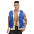 thumbnail image 4 of Zaldita Men Halloween Toad Vests Prince Captain Cartoon Waistcoat Metallic Shiny Trim Open Front Coat Carnival Royal Blue XXL, 4 of 7