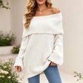 thumbnail image 4 of Wenini Women's Shoulder Solid Color Knit Sweater Top Long Sleeve Loose Casual Pullover Top, 4 of 6