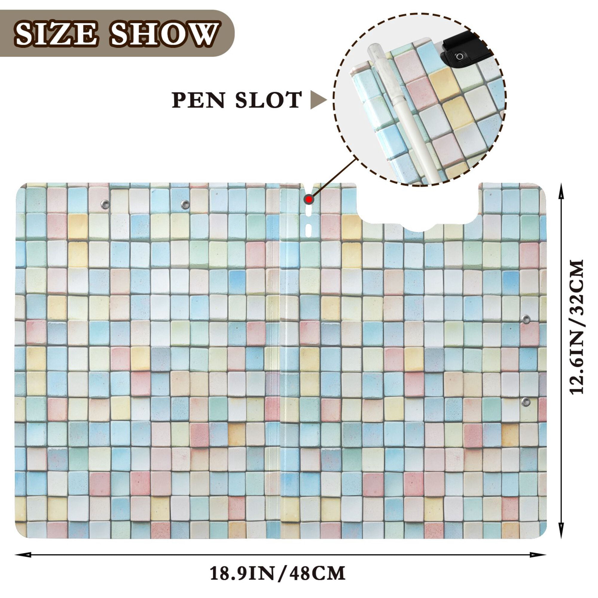FORMRS A4 Clipboard Folder with Pen Holder Horizontal Foldable School Office Binder, Small Pastel Pattern