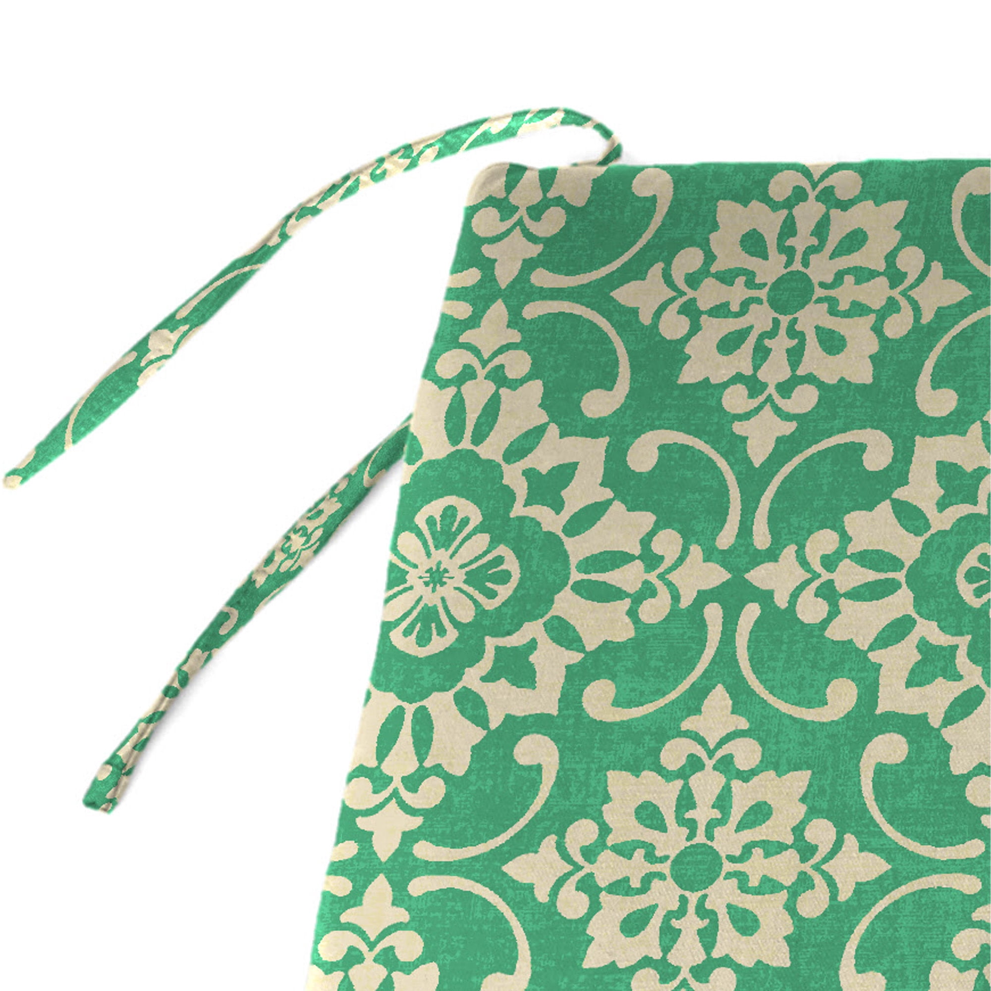 Jordan Manufacturing 48" x 19.5" Scampi Emerald Green Medallion Rectangular Outdoor Settee Swing Bench Cushion with Ties