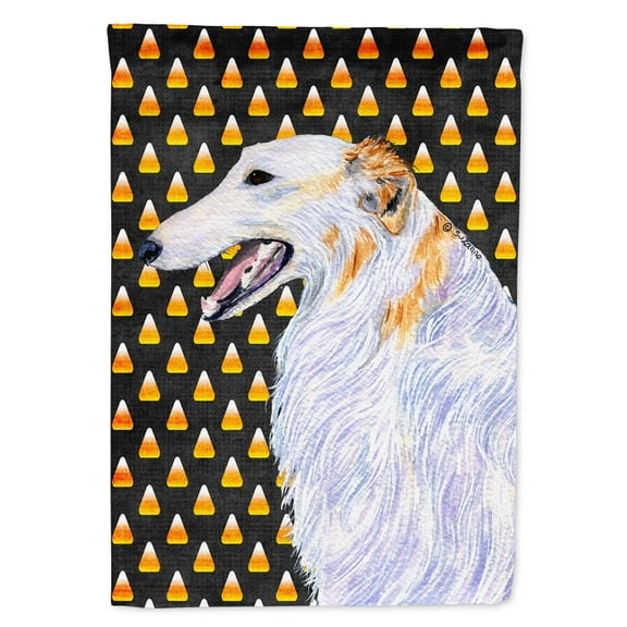 Borzoi Candy Corn Halloween Portrait Garden Flag