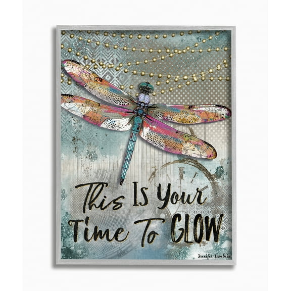 Stupell IndustriesBlue Lights This Is Your Time To Glow Inspirational DragonflyFramed Wall Art by Jennifer Lambein