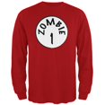 thumbnail image 1 of Halloween Zombie 1 One Costume Red Adult Long Sleeve T-Shirt, 1 of 1