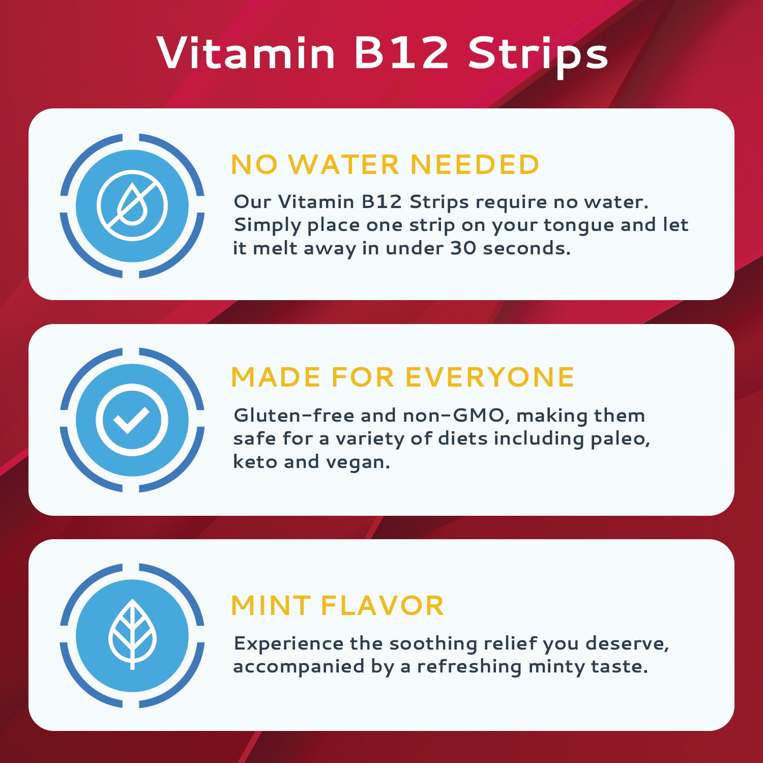 Calmour Vitamin B12 Quick Dissolving Oral Strips Dietary Supplements - Pack of 30