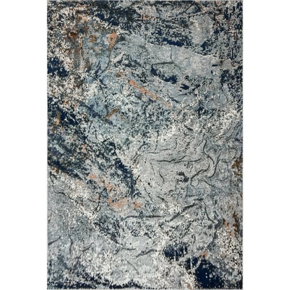 Laddha Home Designs 5' x 7.5' Gray and Blue Abstract Arctic Glacier Rectangular Area Throw Rug