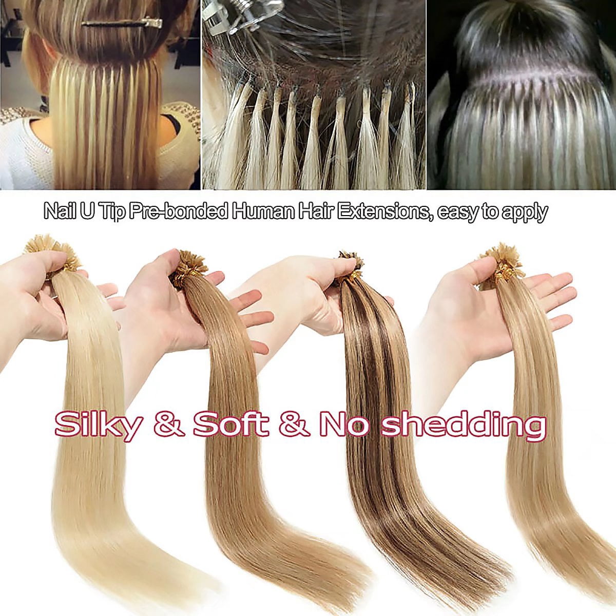 MY-LADY 100S Nail U Tip Fusion 100% Remy Human Hair Extensions Keratin Pre Bonded Hairpiece Straight 0.5g/s, #1B Natural Black, 22inch