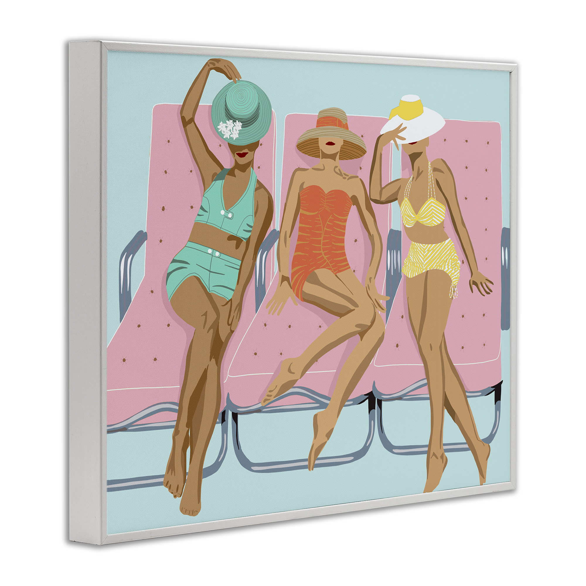 Stupell Industries Glam Beach Friends Novelty Painting White Framed Art Print Wall Art, 14 x 11