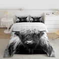 thumbnail image 2 of Homewish Highland Cow 3 Pieces Queen Comforter Set For Teens Boys Girls,Black Grey Ultra Soft Bedding Sets,Western Farmhouse Animal Bedding Comforter Set,Breathable Home Decor, 2 of 8