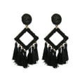 thumbnail image 3 of Time and Tru Women's Black Seed Beaded Tassel Earrings, 3 of 6