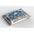 thumbnail image 2 of Ambesonne Christmas Pillow Sham 2 Pack, Flying Deer Ombre Snow, 26"x20", Blue and White, 2 of 3