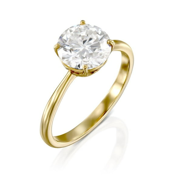 Moissanite Engagement Ring, Gold Plated Wedding Ring, Wedding Ring, Delicate Ring, Round Cut Moissanite Unique Ring, Elegant Ring, Large stone ring