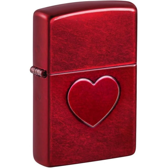 Zippo Lighter - Customized Message on Stamped Heart Candy Apple Pocket 46588
