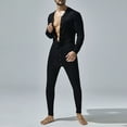 thumbnail image 5 of Tao Tao Men's Cotton Thermal Underwear Union Suits Henley Onesies Base Layer Black XL, 5 of 7
