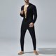 thumbnail image 5 of Pijama ajustado de poliéster para hombre, de color liso, con cuello redondo, manga larga y botones, a la moda, 5 of 7