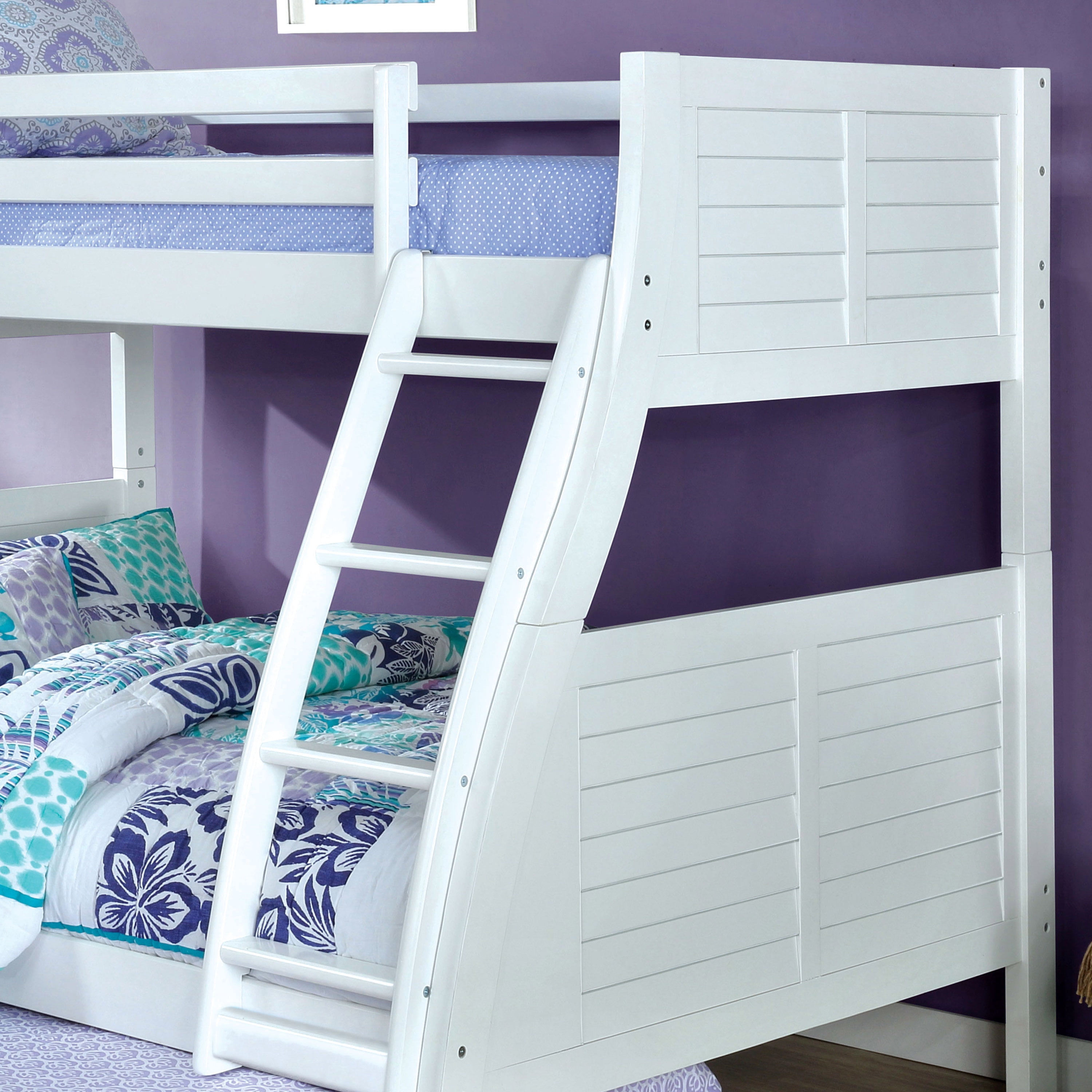 Furniture of America Sabir Kids Solid Wood Twin-over-Full Bunk Bed, Antique White