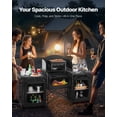 thumbnail image 3 of VEVOR Camping Kitchen Table, Outdoor Camp Cooking Table, Aluminum Portable Cook Station with 3 Storage Cupboard,Carrying Bag,Detachable Windscreen,Quick Set-up for BBQ Party Picnic RV Travel,Black, 3 of 10