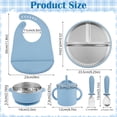 thumbnail image 2 of Lumikrypt 6 Pieces Stainless Steel Baby Feeding Set, Baby Suction Plate, Bowl, Sippy Cup with Straw, Bib, Spoon & Fork, BPA-Free Toddler Self Feeding Supplies Set, 2 of 7