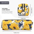 thumbnail image 3 of Easygdp Blue Striped Sunflower para Estuche de Lápices de Cuero, Estuche de Papelería de Cuero, Estuche de Gran Capacidad con Cremallera, 3 of 7