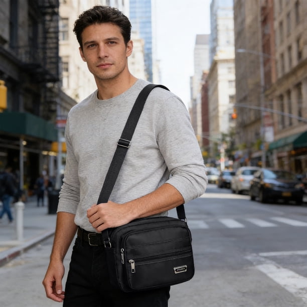 Mochila bandolera impermeable de 4 capas | Bolsa organizadora multibolsillos para hombre y mujer | Correa acolchada ajustable | Riñonera para trabajo, viajes, senderismo y actividades al aire libre