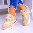 thumbnail image 1 of Zapatillas de deporte con cordones brillantes para mujer, zapatos informales de tacón plano con diamantes de imitación para correr, zapatos de plataforma con punta redonda Wmkox8yii shalkjhdk2292, 1 of 1