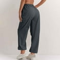 thumbnail image 5 of Women's High Wais Casual Pants Cargo Pants Elastic Waist Drawstring Pants Wide Leg Y2K Streetwear with Pockets, 5 of 7