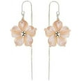 thumbnail image 3 of Sterling Silver Threader Earrings Made With Natural Shell Flower Drops, 3 of 6