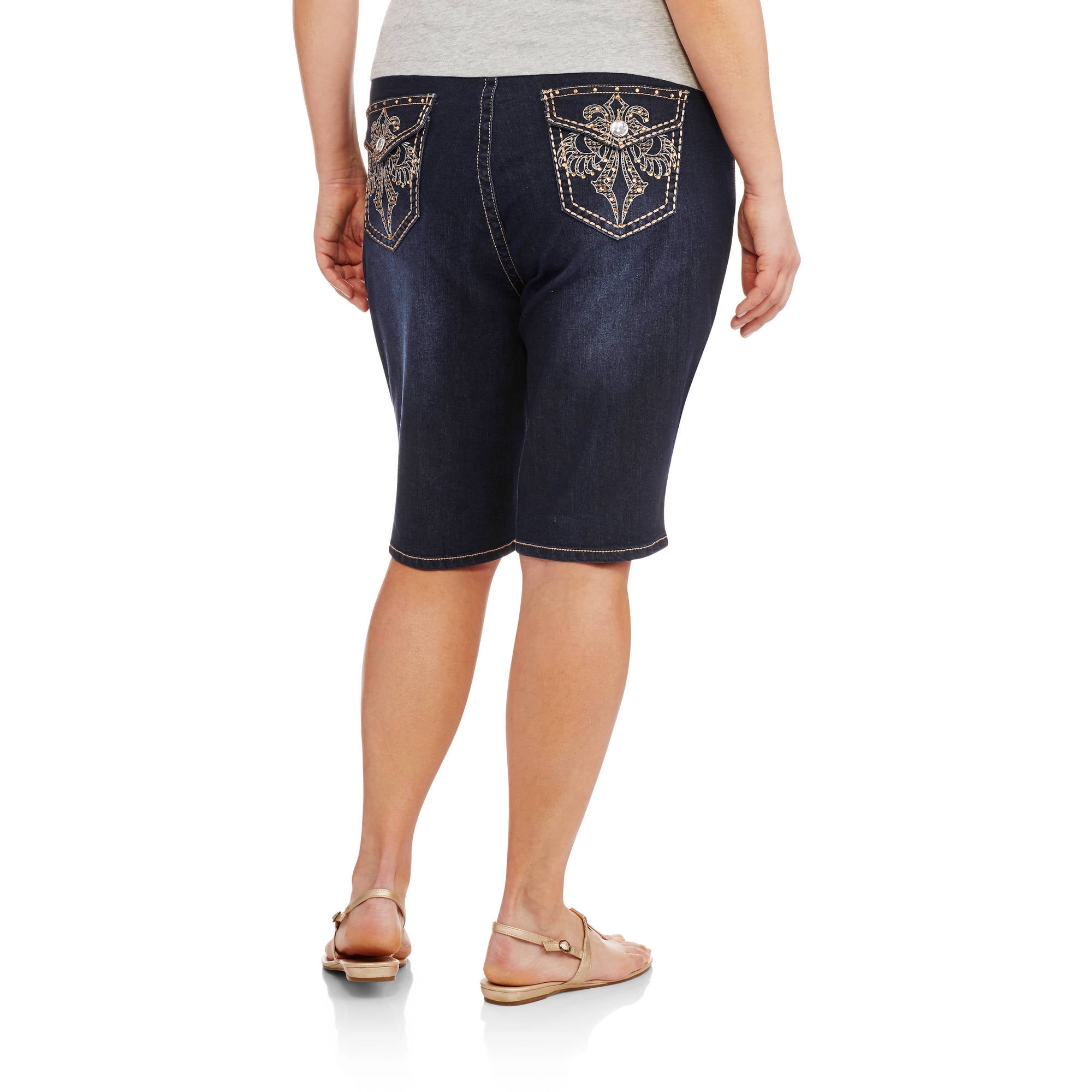 Haute Mama Maternity PlusSize Embellished Back Pocket Bermuda Shorts