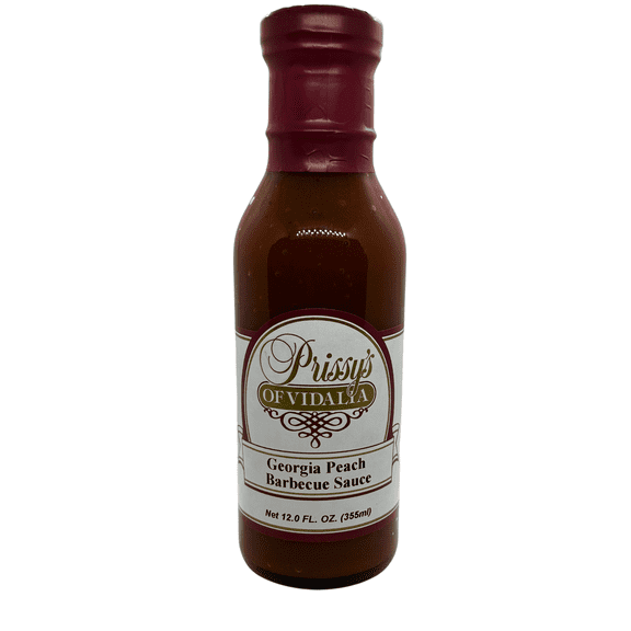 Prissy's of Vidalia Peach Barbeque Sauce, 12 oz - Sweet & Tangy Gourmet BBQ Sauce for Grilling, Marinating, and Dipping