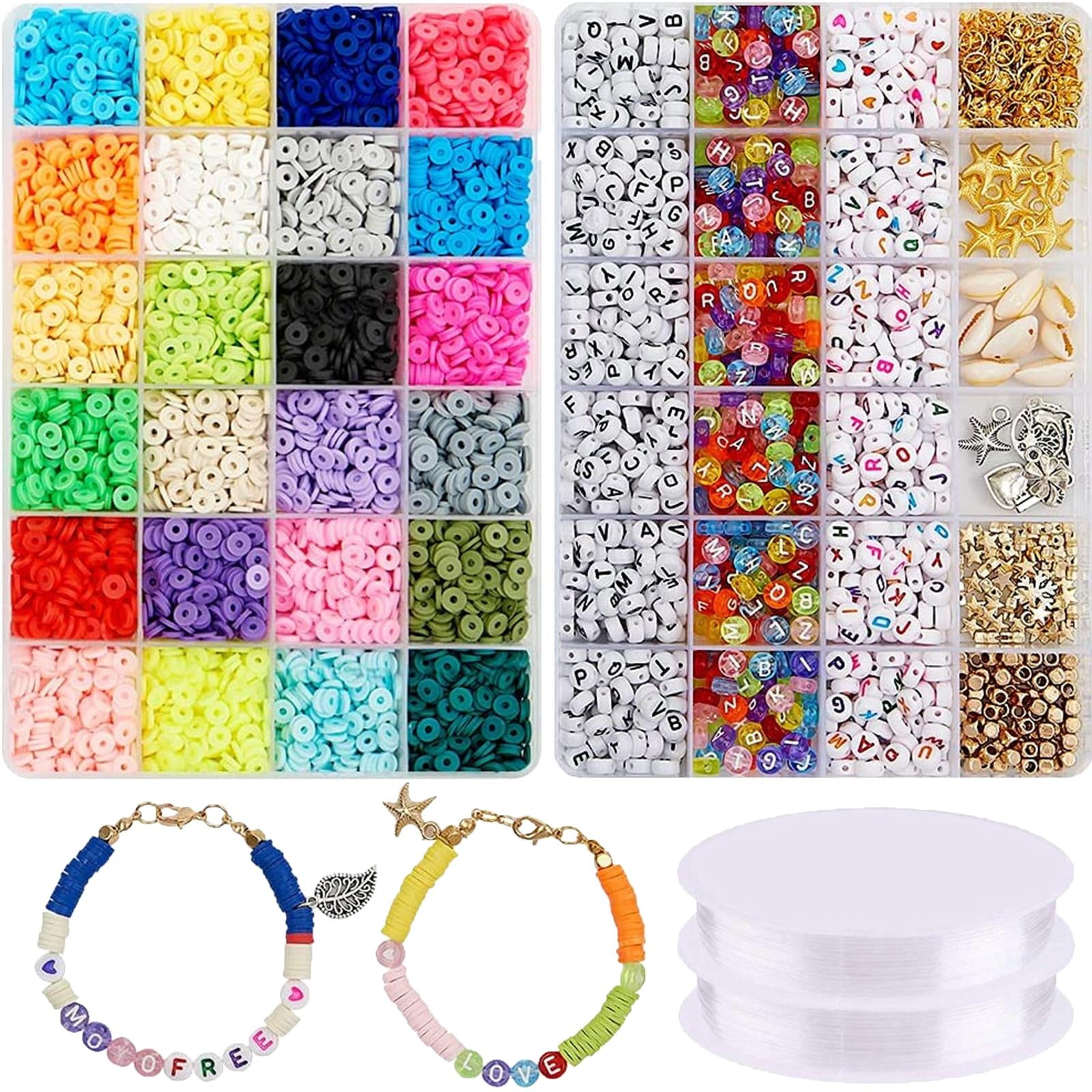 GUOOL Clay Beads Kit- Beads for Jewelry Making - Flat Clay Spacer Beads for Jewelry Finding, Bracelets Necklace Earring crafts Kit (6mm, 7048 Pcs)