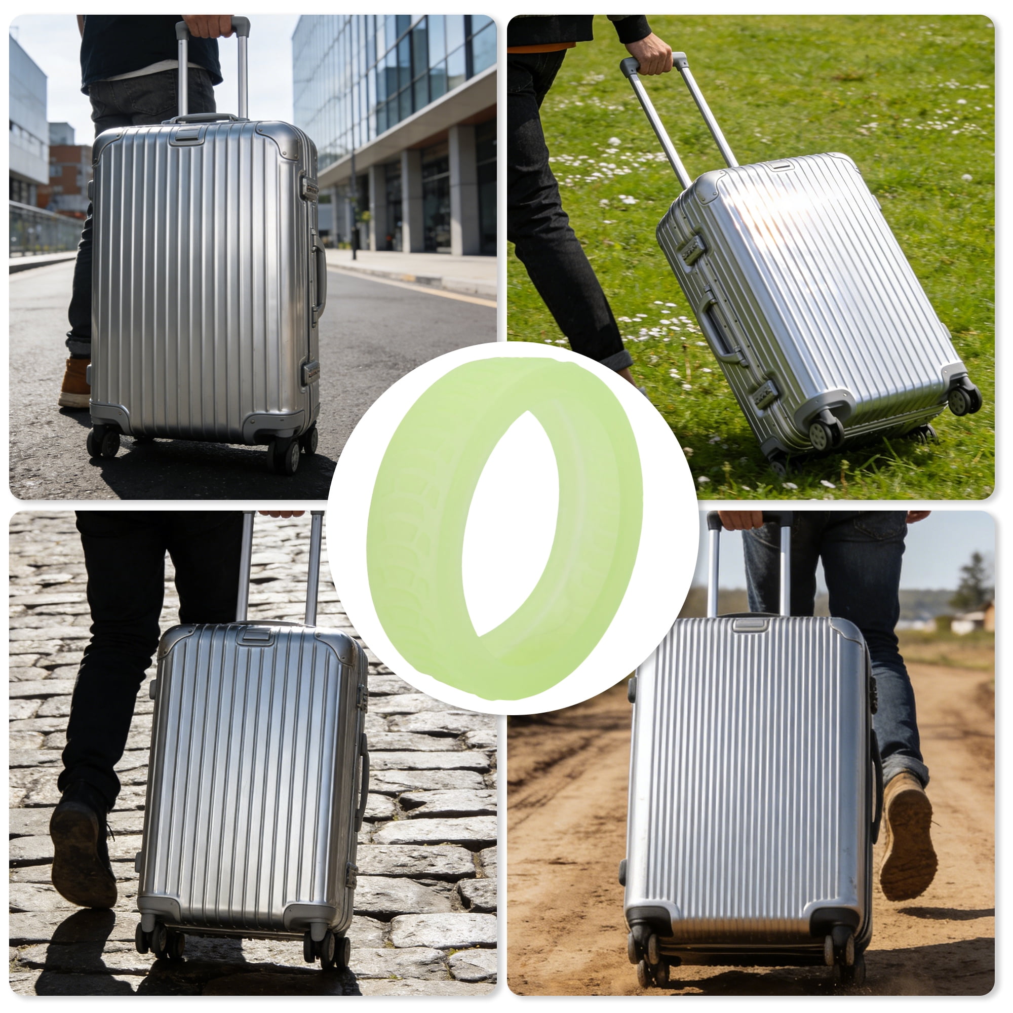Unique Bargains Durable Convenient Luggage Wheel Covers for Travel 4Pcs Bright Green