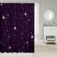 thumbnail image 2 of Manfei Dreamy Stars Shower Curtain 72Wx72L,Sprinkle Print Bathroom Curtain,Purple White, 2 of 5