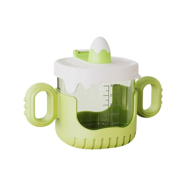 Vaso para bebés de silicona de 10 oz con dibujos animados, fácil de limpiar, para niños pequeños. verde