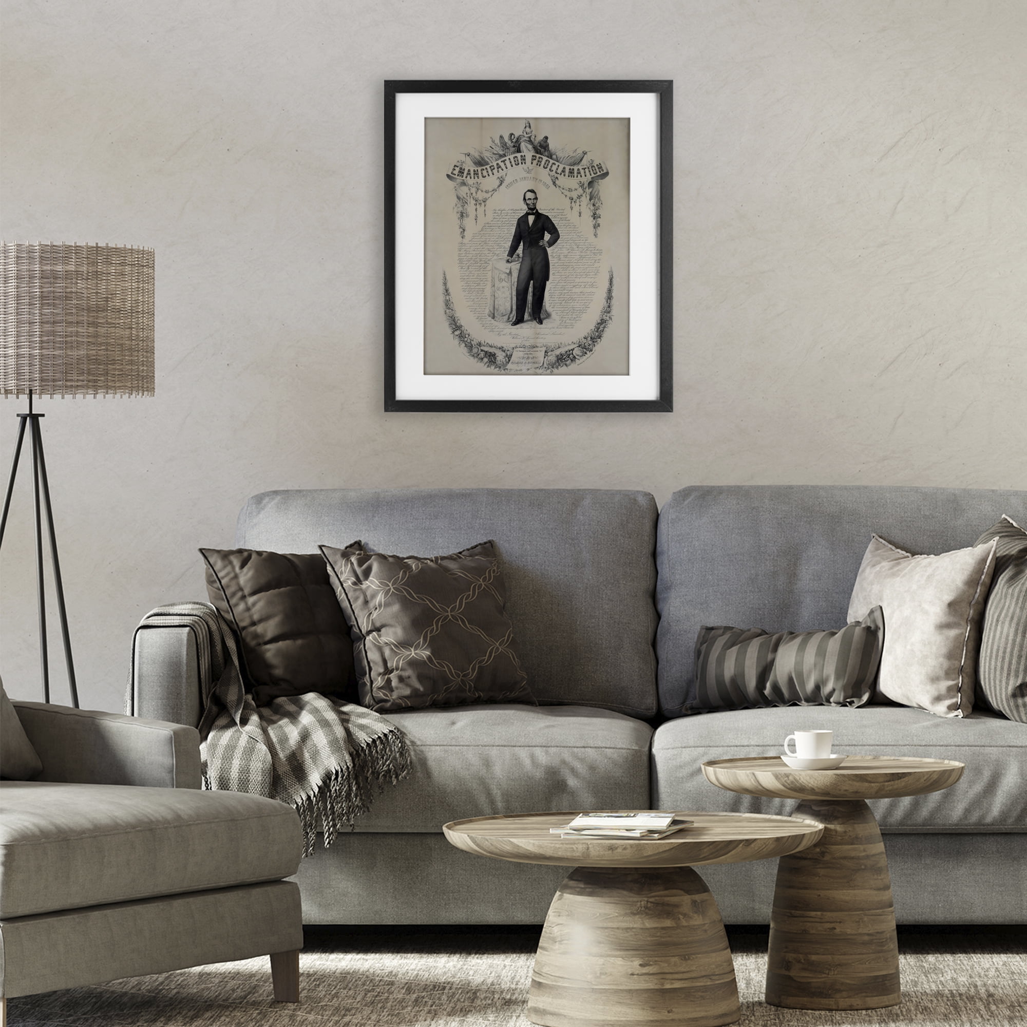 Stupell Industries Lincoln with Emancipation Proclamation Black Framed Print Under Glass, design by Arlington Prints