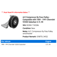 thumbnail image 2 of A/C Compressor By Pass Pulley - Compatible with 1989 - 1991 Chevy V2500 Suburban 5.7L V8 1990, 2 of 2