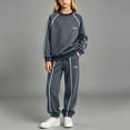 thumbnail image 3 of Lovzfmll Boy's & Girl's Hoodie Set, Long Sleeve Crew Neck Top & Jogger Pants, Casual Lounge Wear for Little Girls, 5-6 Years, 3 of 8