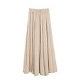 thumbnail image 4 of Mifsaly Linen Skirts for Women Midi Length A Line High Waist Flowy Skirt Solid Color Pleated Casual Summer Travel Vacation Clothes Free Size, 4 of 9