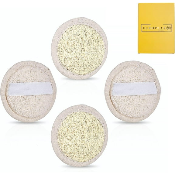 , Premium 4 PCS Facial Loofah Pads, Natural Face Exfoliator Pad Cleanser Sponges for Clean and Vibrant Facial Skin (4 Pack)