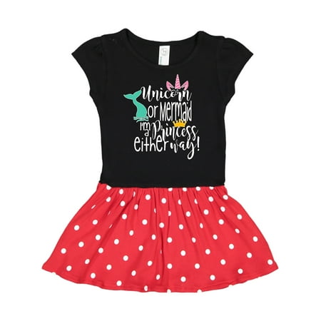 

Inktastic Unicorn or Mermaid I m a Princess Either Way Gift Toddler Girl Dress