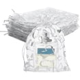 thumbnail image 1 of 100 bolsas de organza con forma de corazón para bodas, de 5 x 7 pulgadas, para regalo, color blanco, para joyería, con cordón transparente, para regalos de boda., 1 of 9